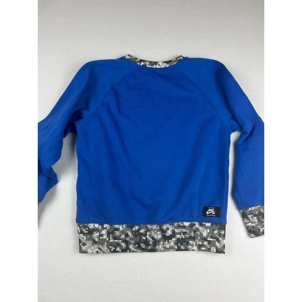 Nike SB Sweatshirt Boy's M‎ Blue Cotton Blend Long Sleeve Camo Skateboard